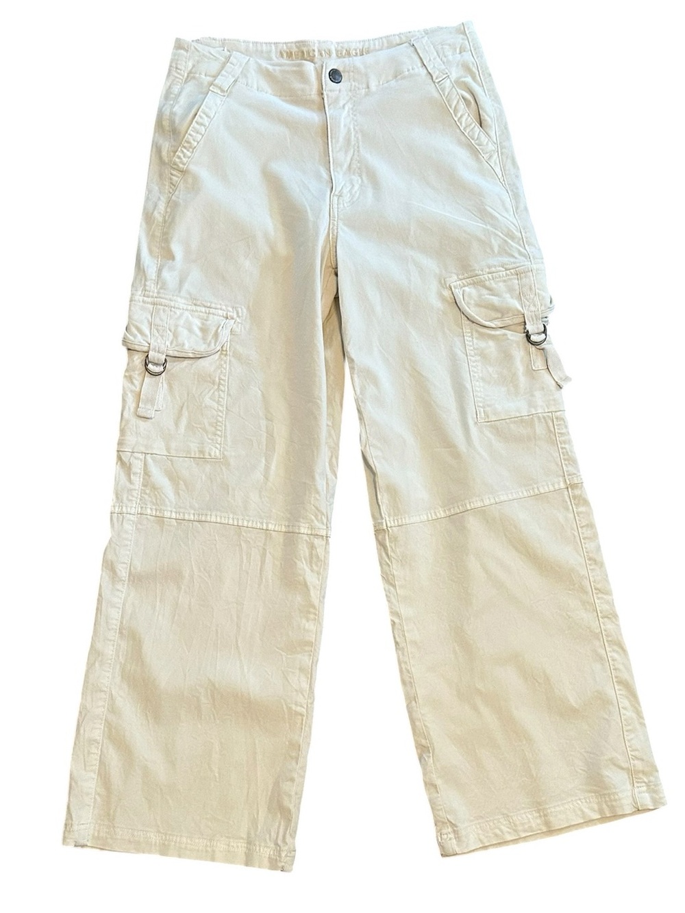 AMERICAN EAGLE Super High Rise Baggy off white cargo pants size 4 short
